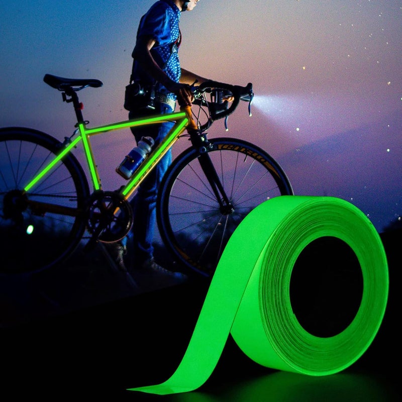 CARGEN Green Glow in The Dark Tape, Fluorescent Wall Halloween Decor Light Up Stickers All Bright Luminous Night Adhesive Marker for Stage Floor, Stair Safety, Walls and Exit Sign, 1" x 33 Feet - Image 1